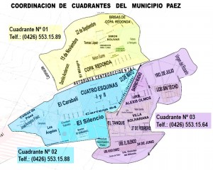 Distribución de los cuadrantes del Municipio Páez.